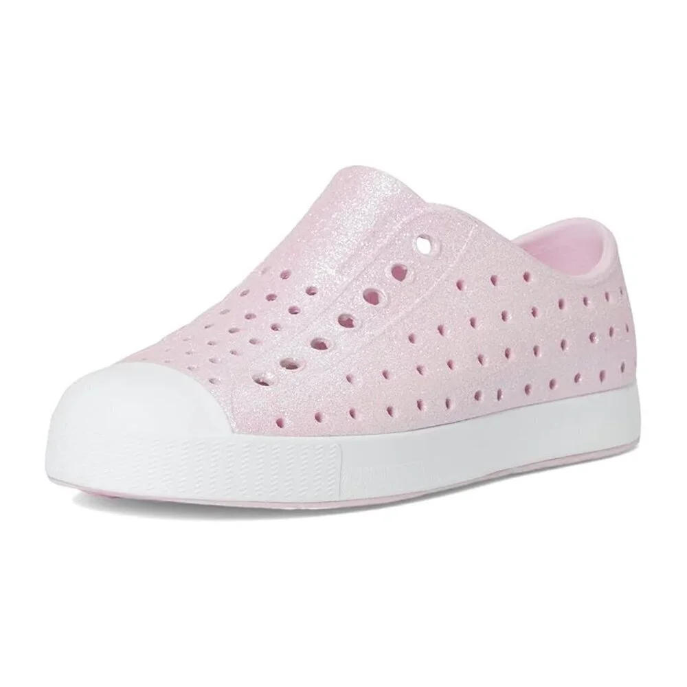 NATIVE Shoes Kids' Jefferson Bling Slip-On Sneaker in Barely Pink Bling/ White